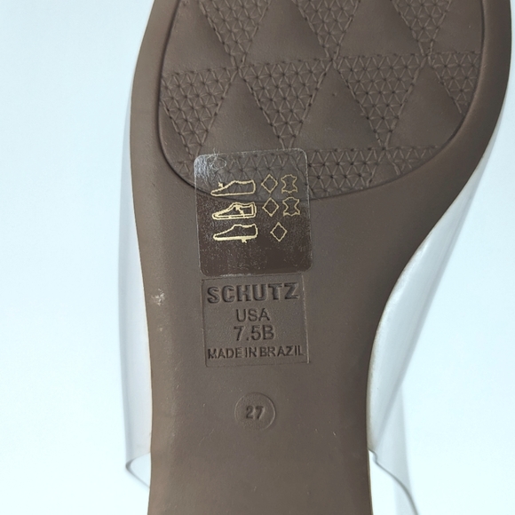 Schutz Clear Vinyl Pointed Toe Rhinestone Ankle Wrap Flats - Picture 10 of 11